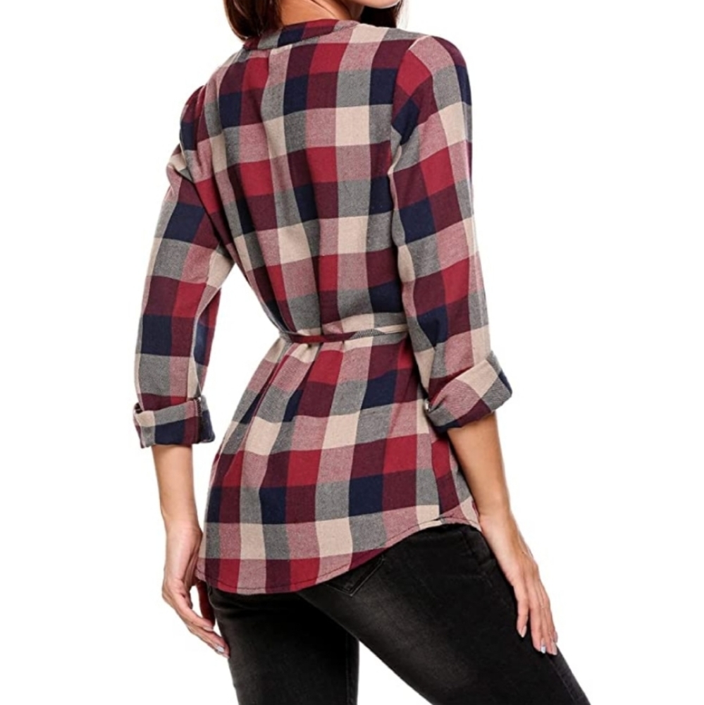 Plaid Shirt with Belt - Picture 4 of 4